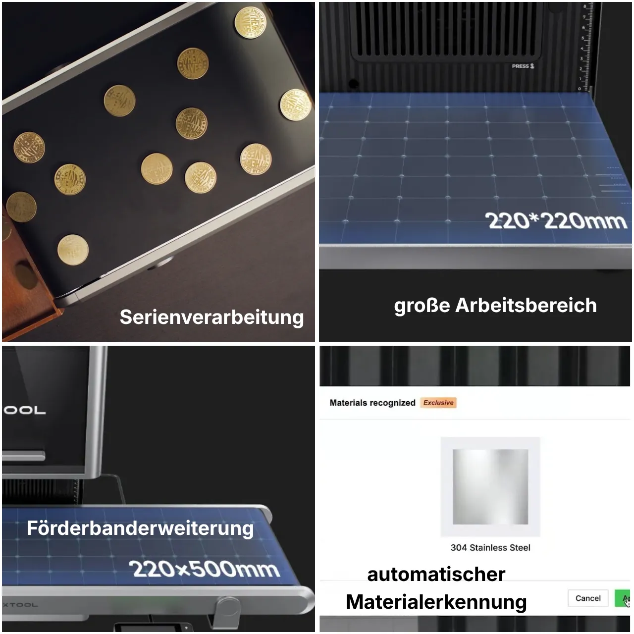 Teschnische Eigenschaften von xtool f2 Ultra Faserlaser Maschine