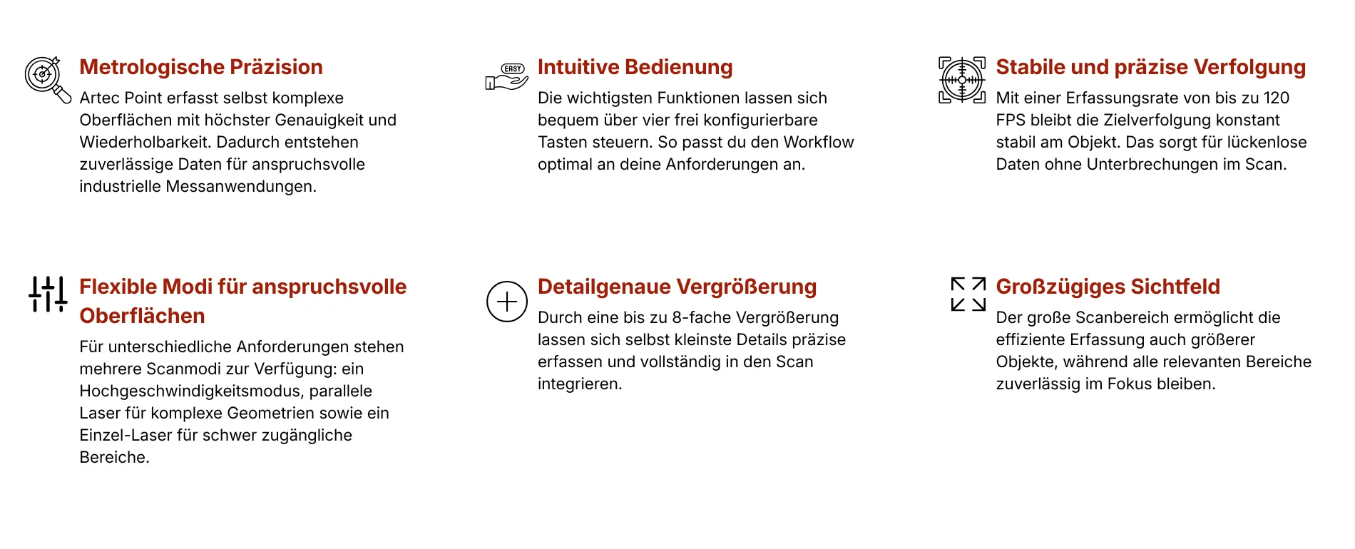 Artec Point Eigenschaften