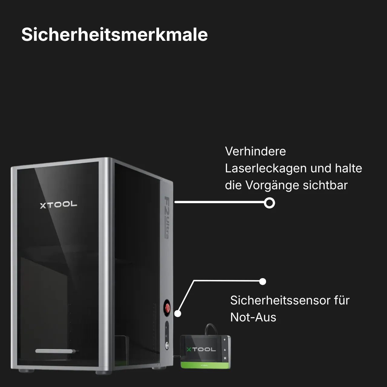 Sicherheitseigenschaften von xTool f2 Ultra Faserlaser Maschine